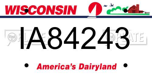IA84243 Wisconsin License Plate