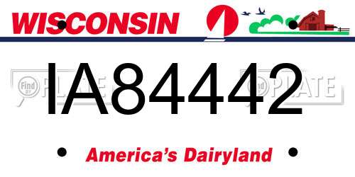 IA84442 Wisconsin License Plate
