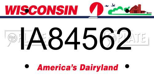 IA84562 Wisconsin License Plate