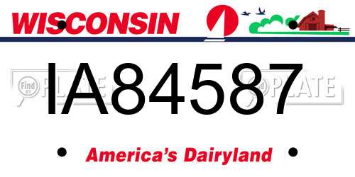 IA84587 Wisconsin License Plate