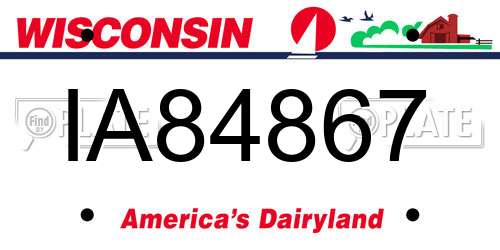 IA84867 Wisconsin License Plate