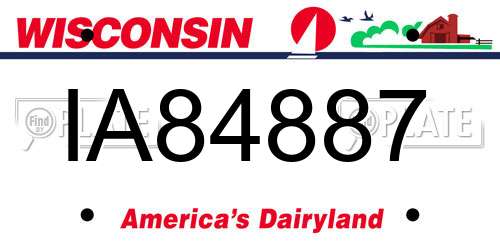 IA84887 Wisconsin License Plate