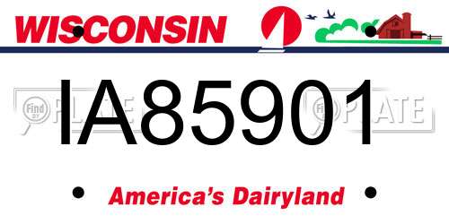 IA85901 Wisconsin License Plate