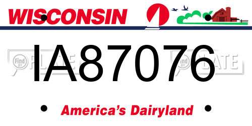 IA87076 Wisconsin License Plate