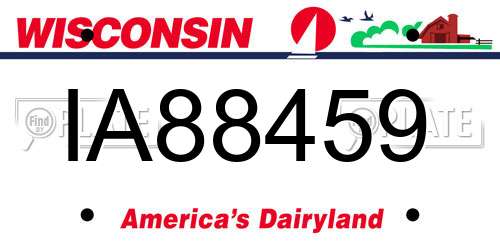 IA88459 Wisconsin License Plate