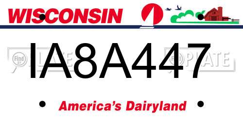 IA8A447 Wisconsin License Plate