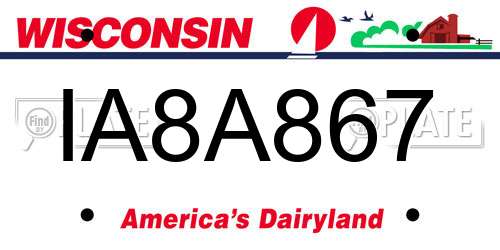 IA8A867 Wisconsin License Plate