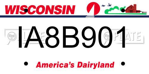 IA8B901 Wisconsin License Plate