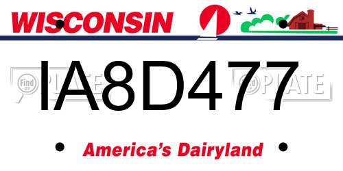 IA8D477 Wisconsin License Plate