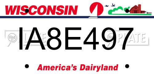IA8E497 Wisconsin License Plate