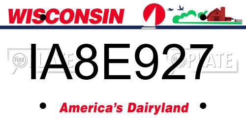 IA8E927 Wisconsin License Plate