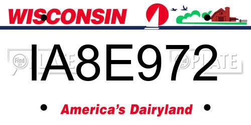 IA8E972 Wisconsin License Plate