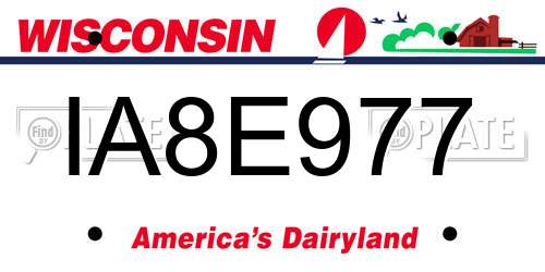 IA8E977 Wisconsin License Plate