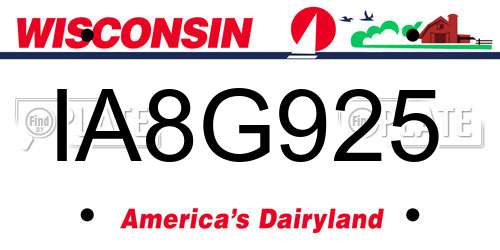 IA8G925 Wisconsin License Plate