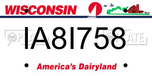 IA8I758 Wisconsin License Plate
