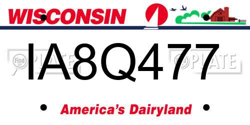 IA8Q477 Wisconsin License Plate