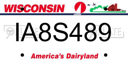 IA8S489 Wisconsin License Plate