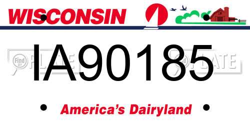 IA90185 Wisconsin License Plate