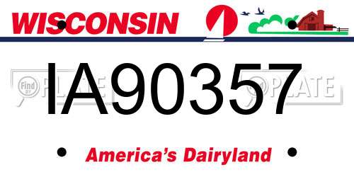 IA90357 Wisconsin License Plate