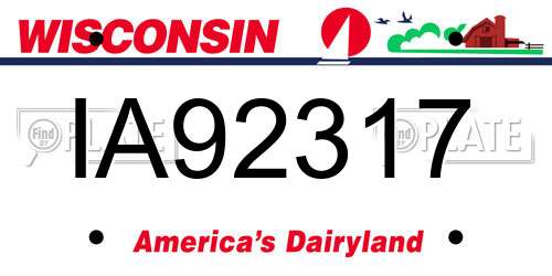 IA92317 Wisconsin License Plate