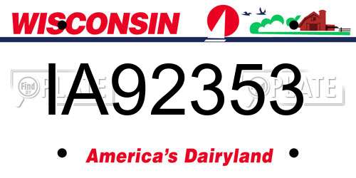 IA92353 Wisconsin License Plate