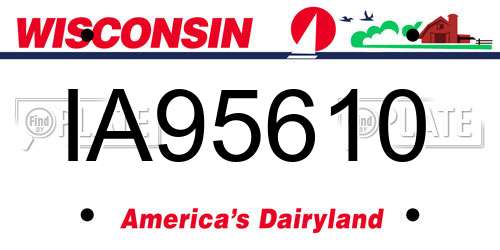 IA95610 Wisconsin License Plate