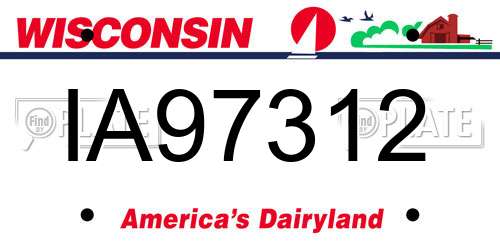 IA97312 Wisconsin License Plate