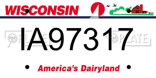 IA97317 Wisconsin License Plate