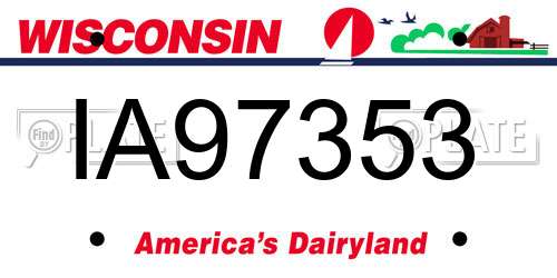 IA97353 Wisconsin License Plate