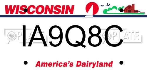 IA9Q8C Wisconsin License Plate