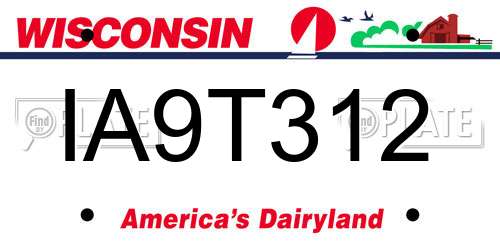 IA9T312 Wisconsin License Plate