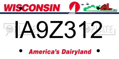 IA9Z312 Wisconsin License Plate