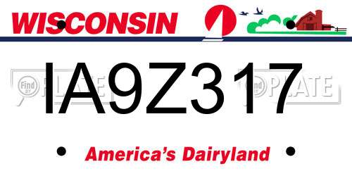 IA9Z317 Wisconsin License Plate