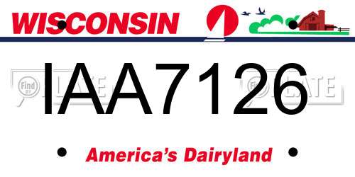 IAA7126 Wisconsin License Plate