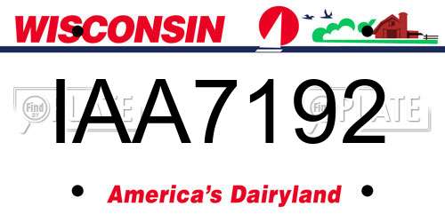 IAA7192 Wisconsin License Plate