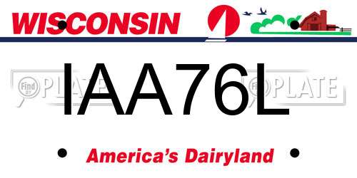 IAA76L Wisconsin License Plate