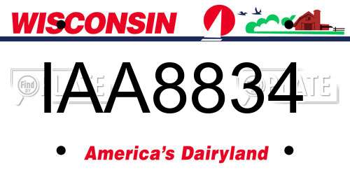 IAA8834 Wisconsin License Plate
