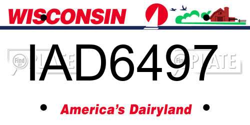 IAD6497 Wisconsin License Plate