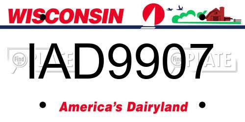 IAD9907 Wisconsin License Plate