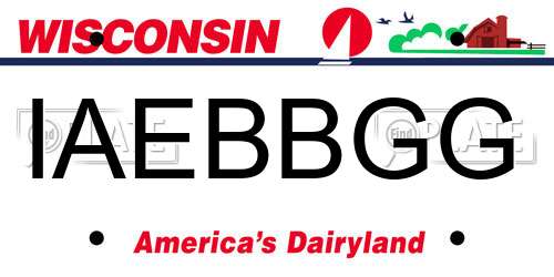 IAEBBGG Wisconsin License Plate