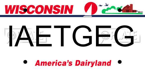 IAETGEG Wisconsin License Plate