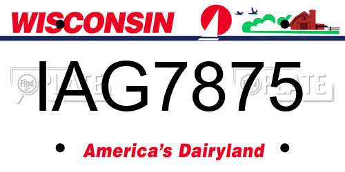 IAG7875 Wisconsin License Plate