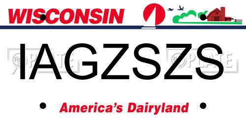 IAGZSZS Wisconsin License Plate