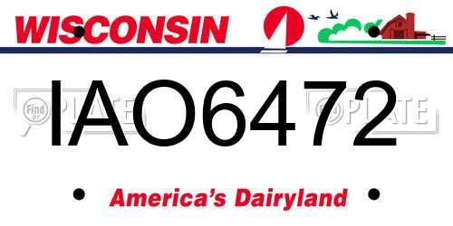 IAO6472 Wisconsin License Plate