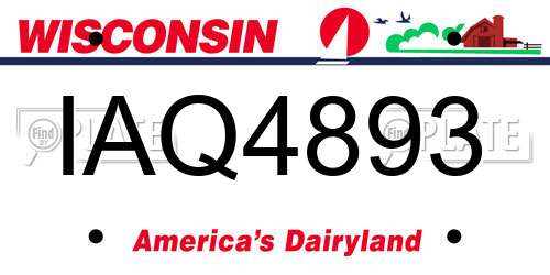 IAQ4893 Wisconsin License Plate