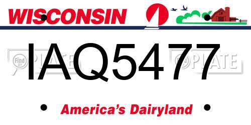 IAQ5477 Wisconsin License Plate
