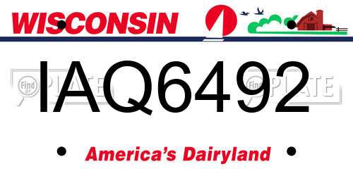 IAQ6492 Wisconsin License Plate