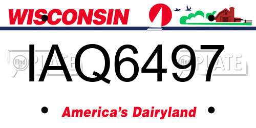 IAQ6497 Wisconsin License Plate