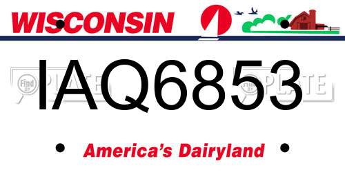 IAQ6853 Wisconsin License Plate