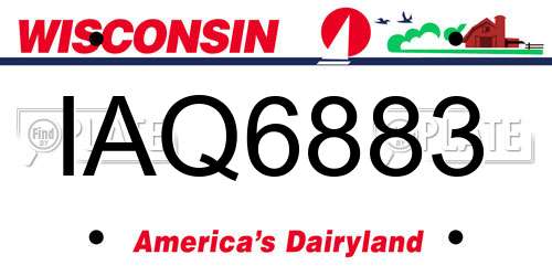IAQ6883 Wisconsin License Plate